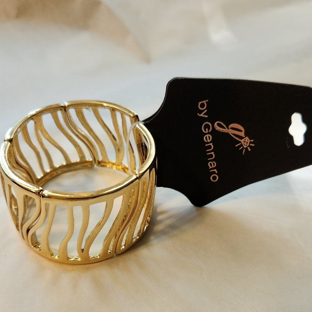 Gold Tone Tiger Stretch Bracelet by Gennaro